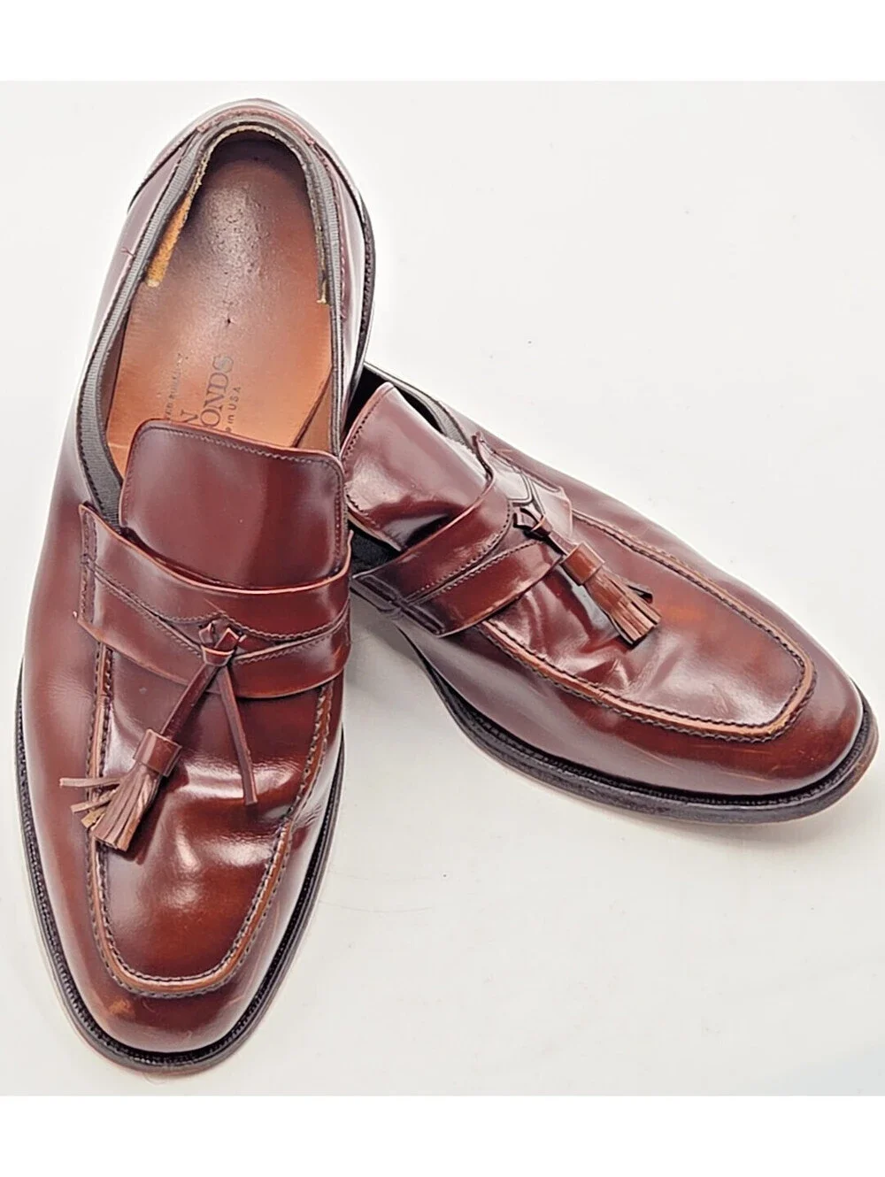 Allen Edmonds Biscayne 8884 11D Burgundy Tassel Loafers Vintage 1980s USA
